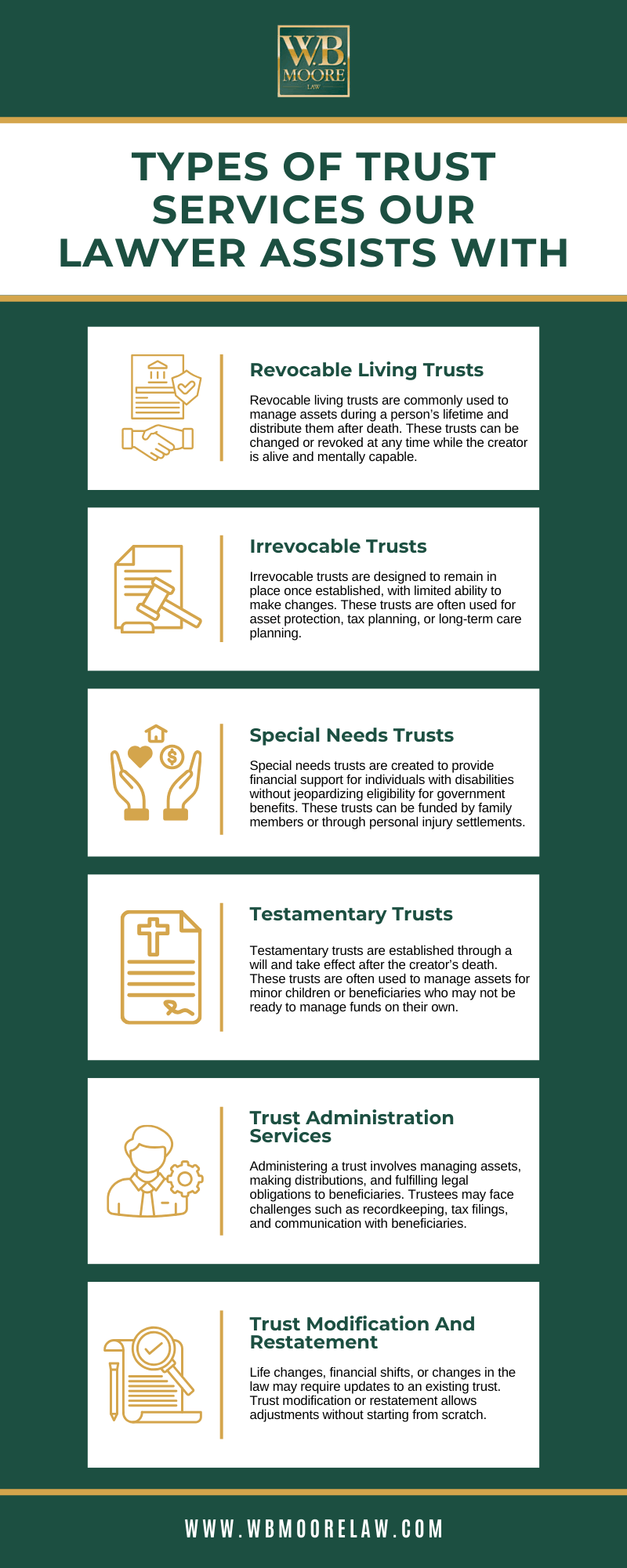 Types Of Trust Services Our Lawyer Assists With Infographic